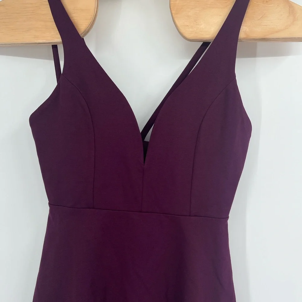 Lulus Love Galore Plum Spaghetti Strap Fit & Flare Skater Mini Dress NWT Sz L - Picture 3 of 12
